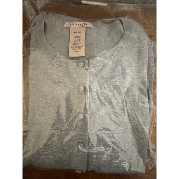 Philosophy Long Sleeve Cardigan Sweater Minimalist New Romanticism Mist Grey 2XL - Picture 7 of 8